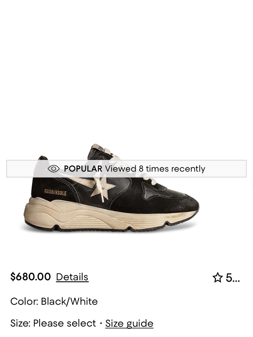 Golden Goose Black Sneakers with Cream Star Accent - Picture 8 of 8